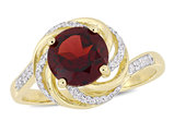 2.14 Carat (ctw) Garnet and White Topaz Ring in Yellow Plated Sterling Silver